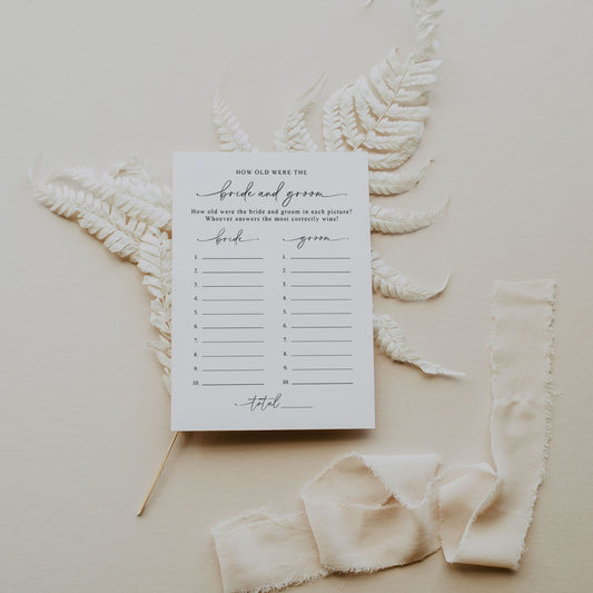 Modern Minimalist How Old Were They Bridal Shower Game - SincerelyByNicole