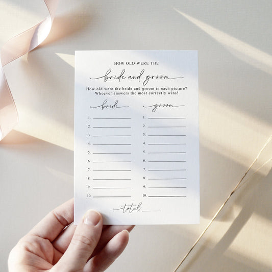 Modern Minimalist How Old Were They Bridal Shower Game - SincerelyByNicole