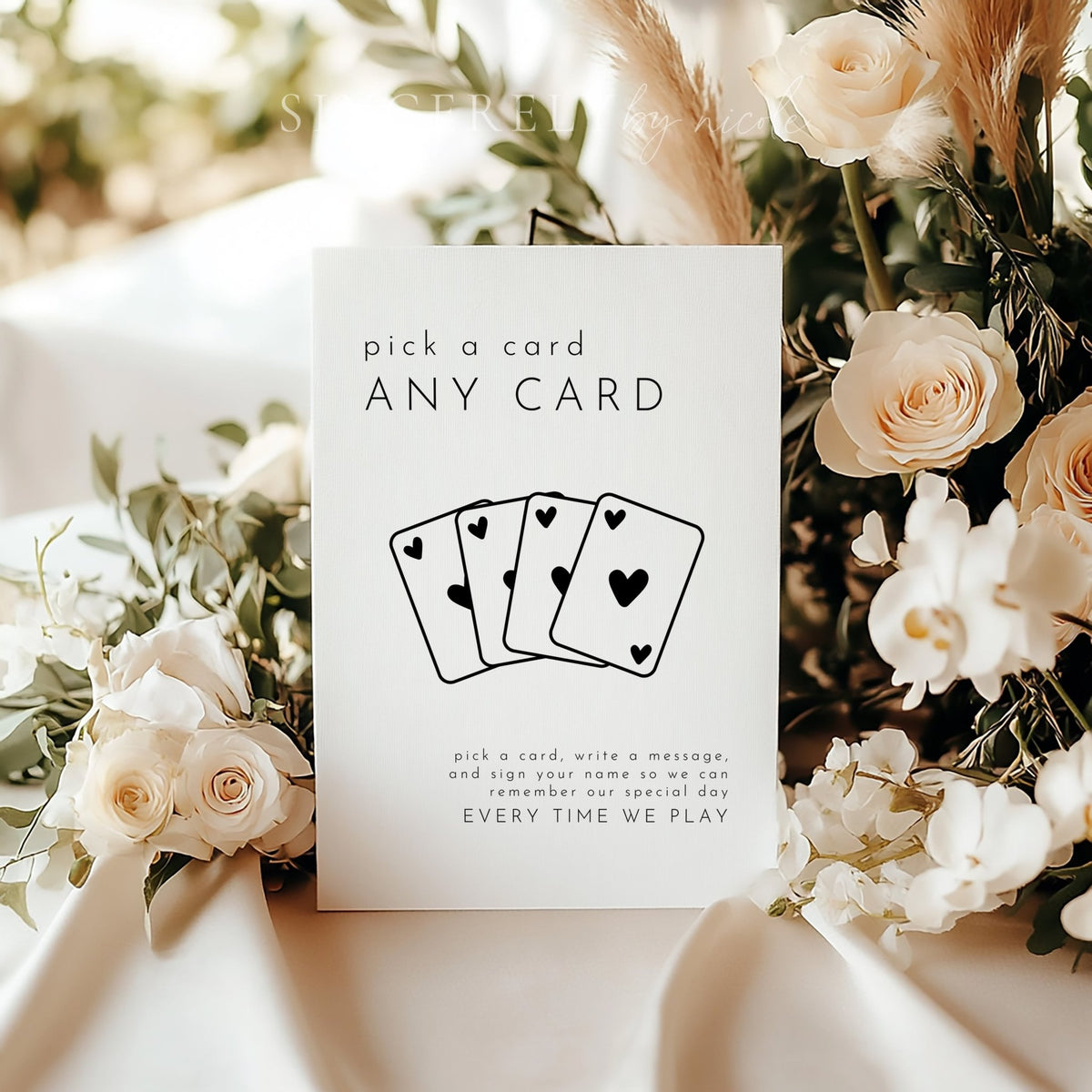 Modern Minimalist Pick A Card Wedding Guestbook Sign - SincerelyByNicole