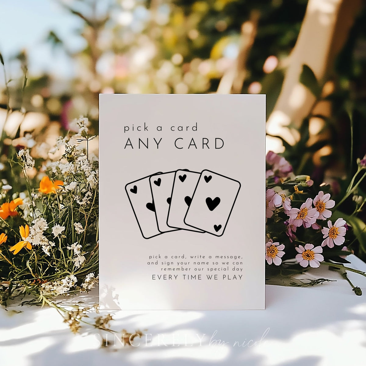Modern Minimalist Pick A Card Wedding Guestbook Sign - SincerelyByNicole