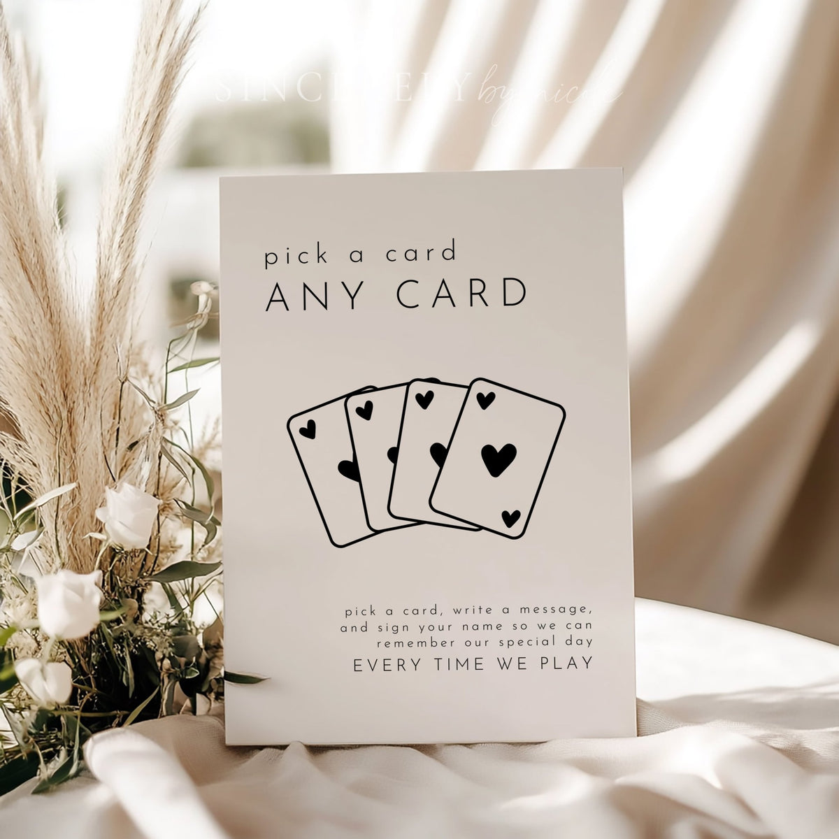 Modern Minimalist Pick A Card Wedding Guestbook Sign - SincerelyByNicole