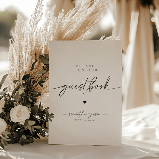 Modern Minimalist Please Sign Our Guestbook Wedding Guest Book Sign - SincerelyByNicole