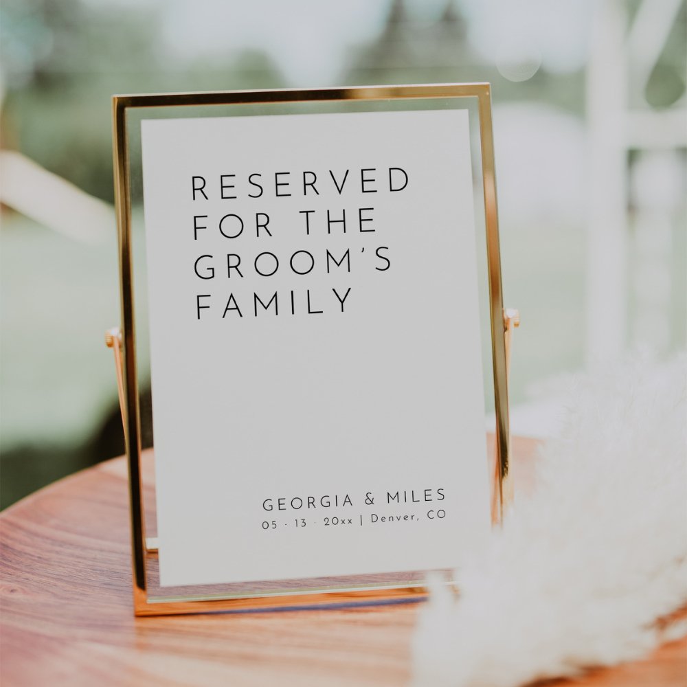 Modern Minimalist Reserved For Wedding Sign Template HARLOW - SincerelyByNicole