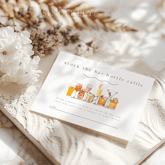 Modern Minimalist Stock The Bar Bottle Raffle Ticket Insert Card - SincerelyByNicole