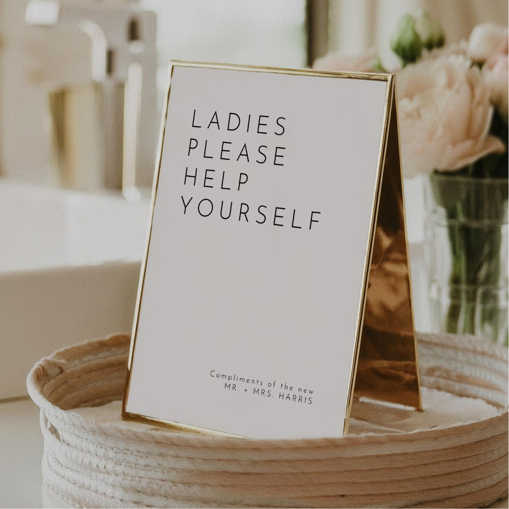 Modern Minimalist Wedding Bathroom Basket Sign Template HARLOW - SincerelyByNicole