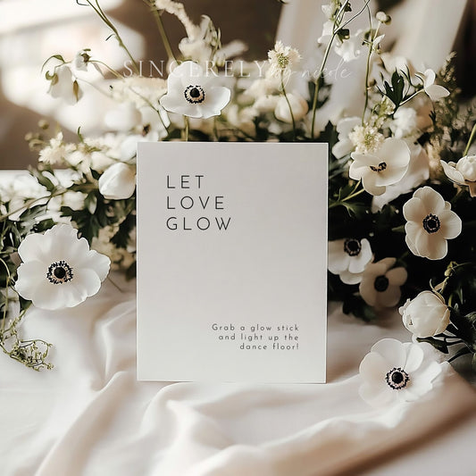 Modern Minimalist Wedding Glowstick Send Off Sign - SincerelyByNicole