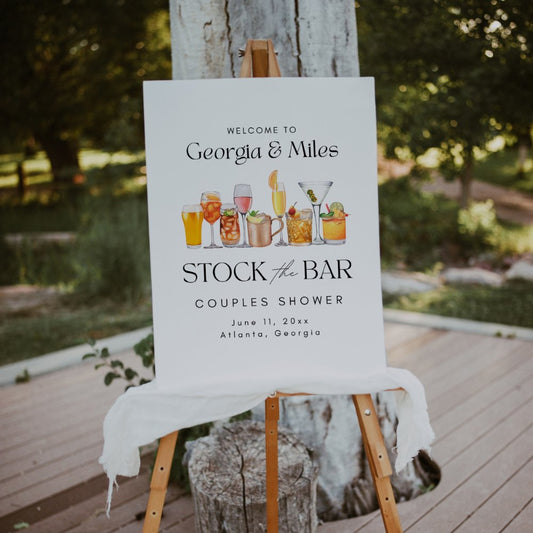 Modern Stock The Bar Couples Shower Welcome Sign Template ASPEN - SincerelyByNicole