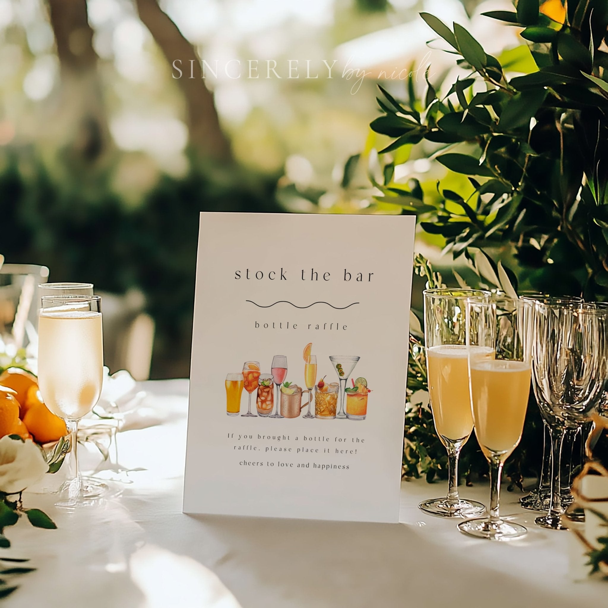 Modern Stock The Bar Raffle Sign Engagement Party Couples Shower Signa ...