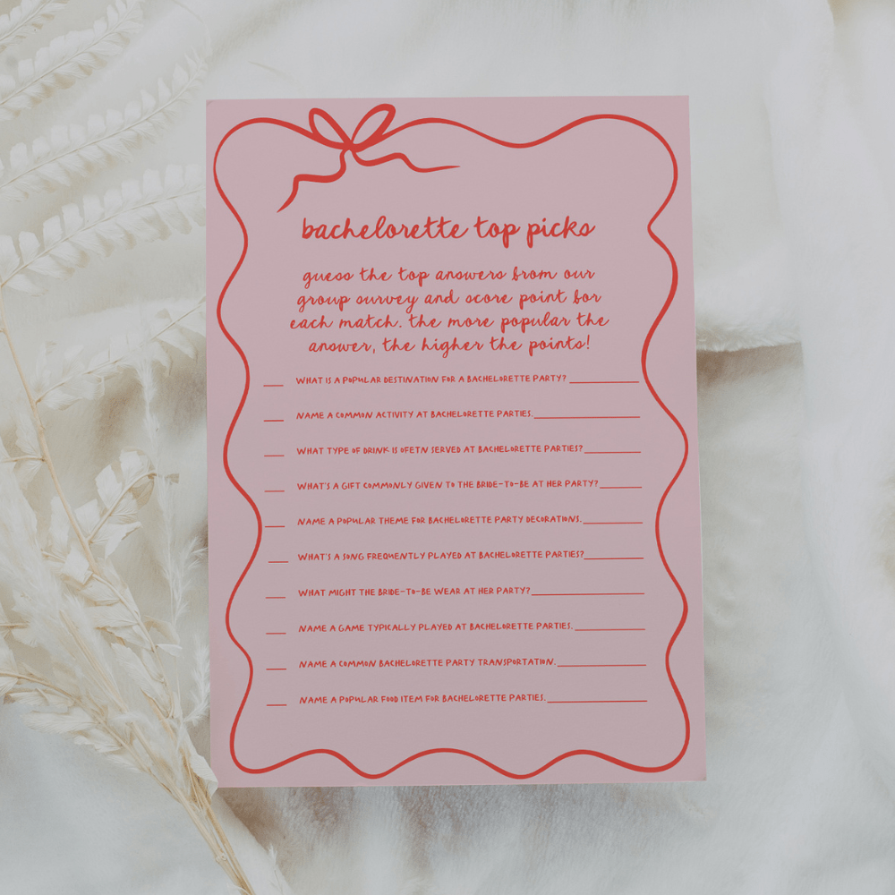 Pink and Red Wavy Border Bachelorette Top Picks Game - SincerelyByNicole