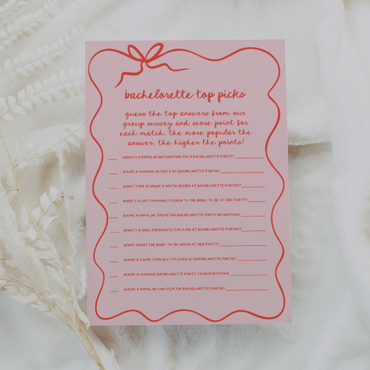 Pink and Red Wavy Border Bachelorette Top Picks Game - SincerelyByNicole