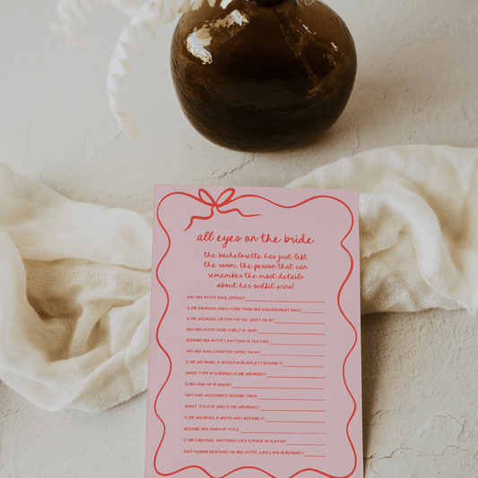 Pink and Red Wavy Border Bridal Shower All Eyes On The Bride Game - SincerelyByNicole