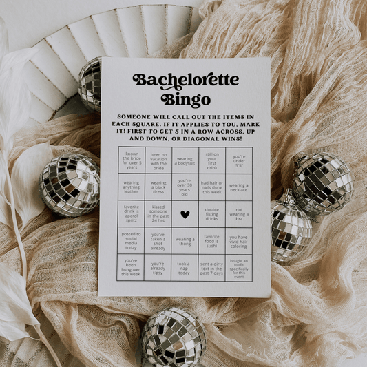 Retro Bachelorette Bingo Game Cards - SincerelyByNicole