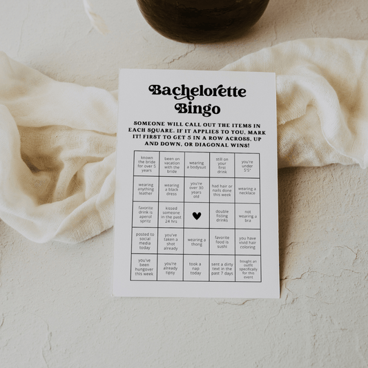 Retro Bachelorette Bingo Game Cards - SincerelyByNicole