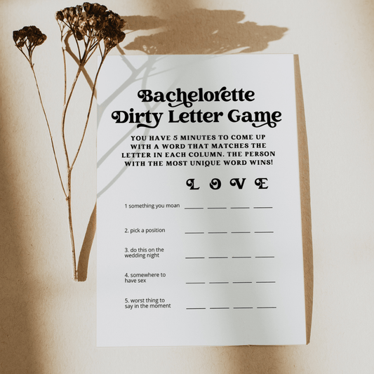 Retro Bachelorette Dirty Letter Game - SincerelyByNicole