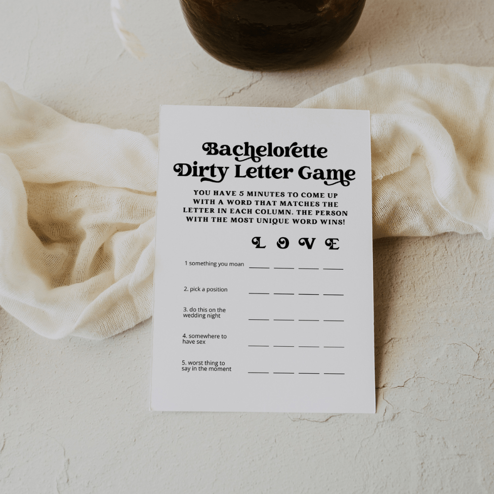 Retro Bachelorette Dirty Letter Game - SincerelyByNicole