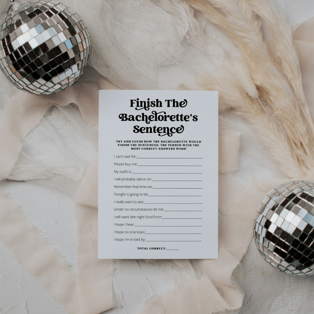 Retro Bachelorette Finish The Bachelorette's Sentence Bachelorette Party Game Template or Printed - SincerelyByNicole