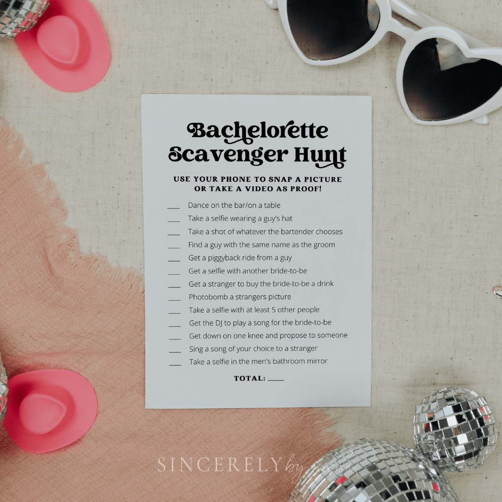 Retro Bachelorette Party Scavenger Hunt Game - SincerelyByNicole