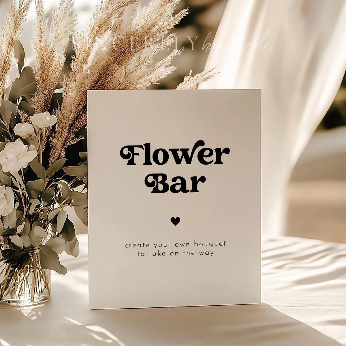 Retro Bridal Shower Flower Bar Sign - SincerelyByNicole