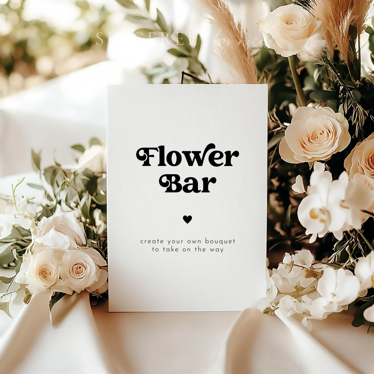 Retro Bridal Shower Flower Bar Sign - SincerelyByNicole