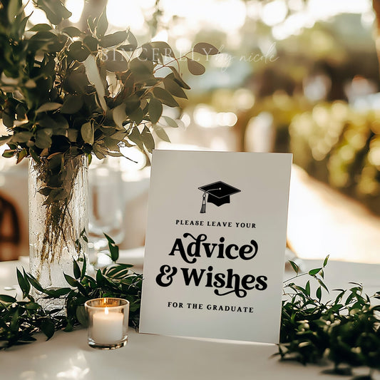 Retro Graduation Advice and Wishes Sign - SincerelyByNicole