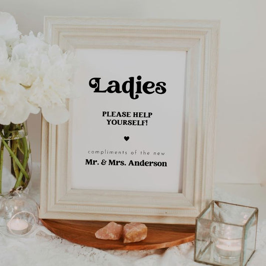Retro Ladies Bathroom Basket Sign Template Editable In Canva CHARLI - SincerelyByNicole