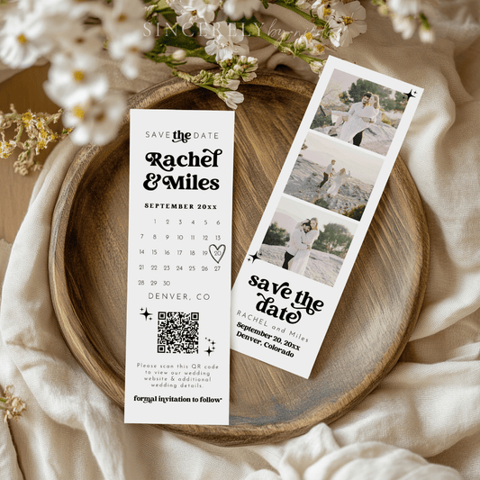 Retro Photo Booth Canva Editable Photo Strip Save the Date - SincerelyByNicole