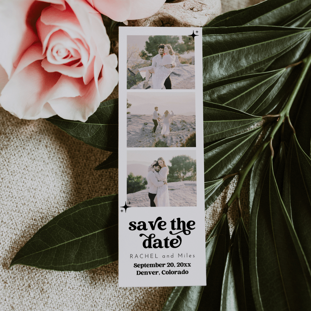 Retro Photo Booth Canva Editable Photo Strip Save the Date - SincerelyByNicole