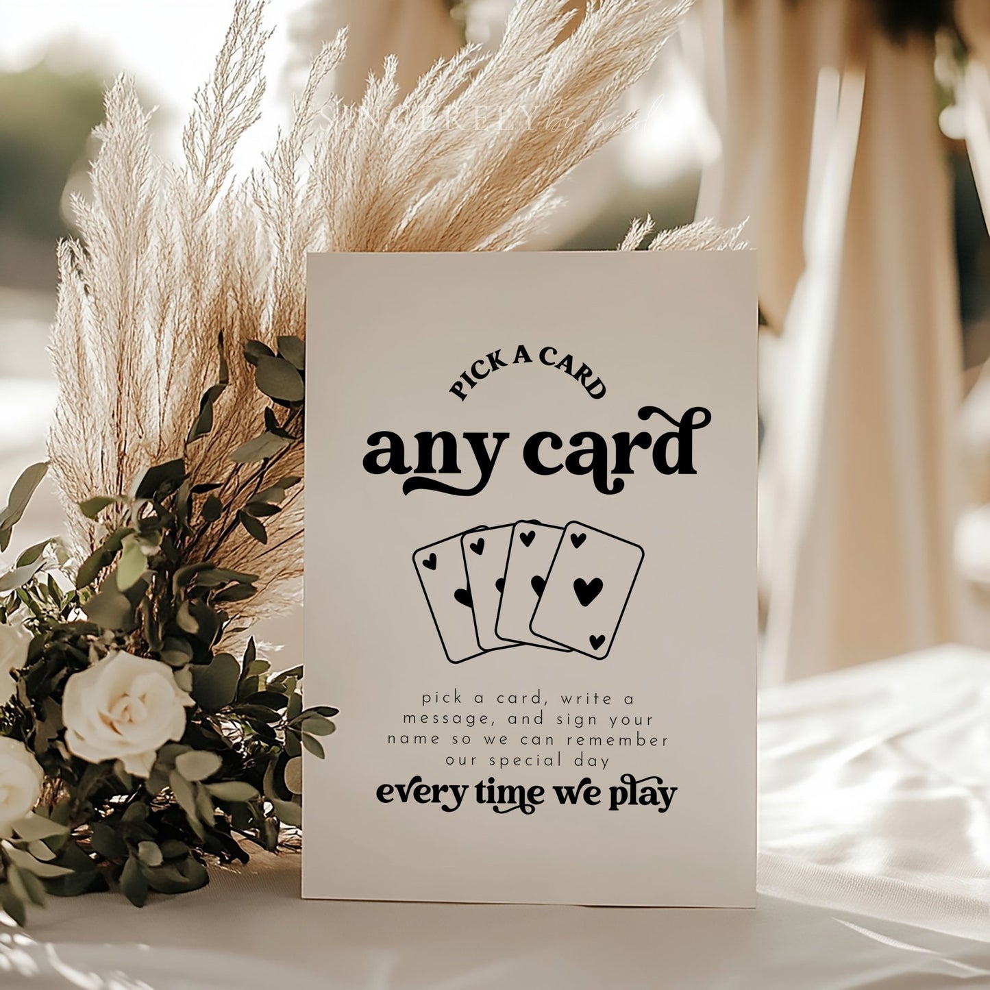 Retro Pick A Card Wedding Guestbook Sign - SincerelyByNicole