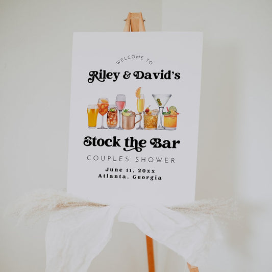 Retro Stock The Bar Couples Shower Welcome Sign Template CHARLI - SincerelyByNicole