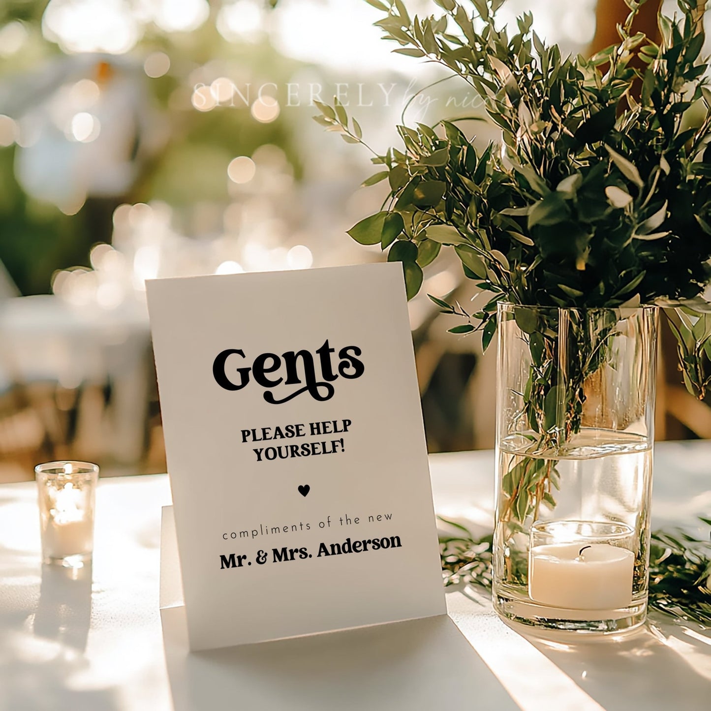 Retro Wedding Bathroom Basket Favors Sign - SincerelyByNicole