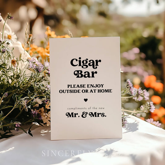 Retro Wedding Cigar Bar Sign - SincerelyByNicole