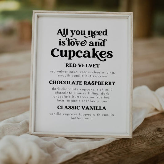 Retro Wedding Cupcake Station Sign Template Editable In Canva CHARLI - SincerelyByNicole