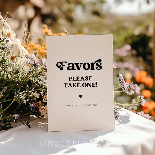 Retro Wedding Favors Please Take One Sign - SincerelyByNicole