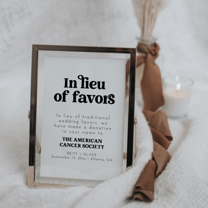 Retro Wedding In Lieu Of Favors Tabletop Sign Editable In Canva CHARLI - SincerelyByNicole