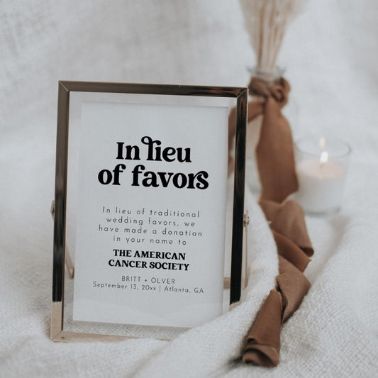 Retro Wedding In Lieu Of Favors Tabletop Sign Editable In Canva CHARLI - SincerelyByNicole