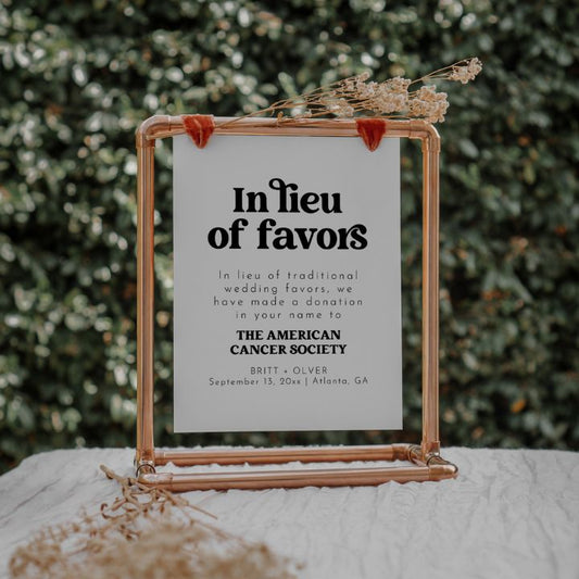 Retro Wedding In Lieu Of Favors Tabletop Sign Editable In Canva CHARLI - SincerelyByNicole