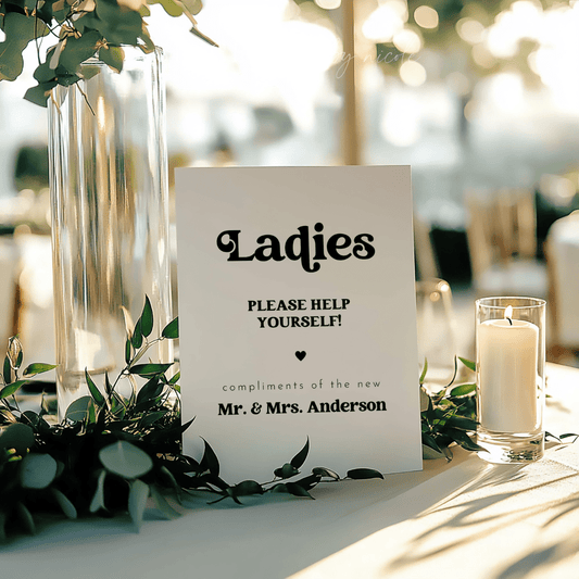 Retro Wedding Ladies Basket Sign Wedding Favors Sign - SincerelyByNicole