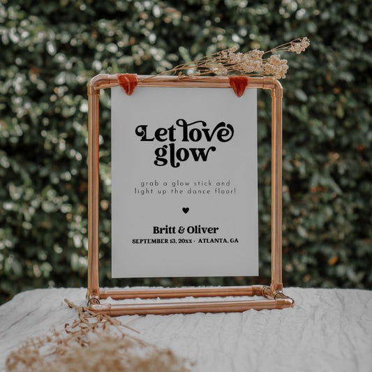Retro Wedding Let Love Glow Wedding Send Off Sign Editable In Canva CHARLI - SincerelyByNicole