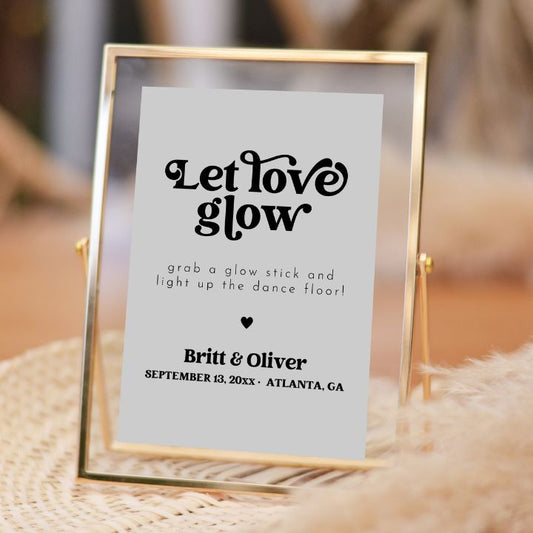 Retro Wedding Let Love Glow Wedding Send Off Sign Editable In Canva CHARLI - SincerelyByNicole