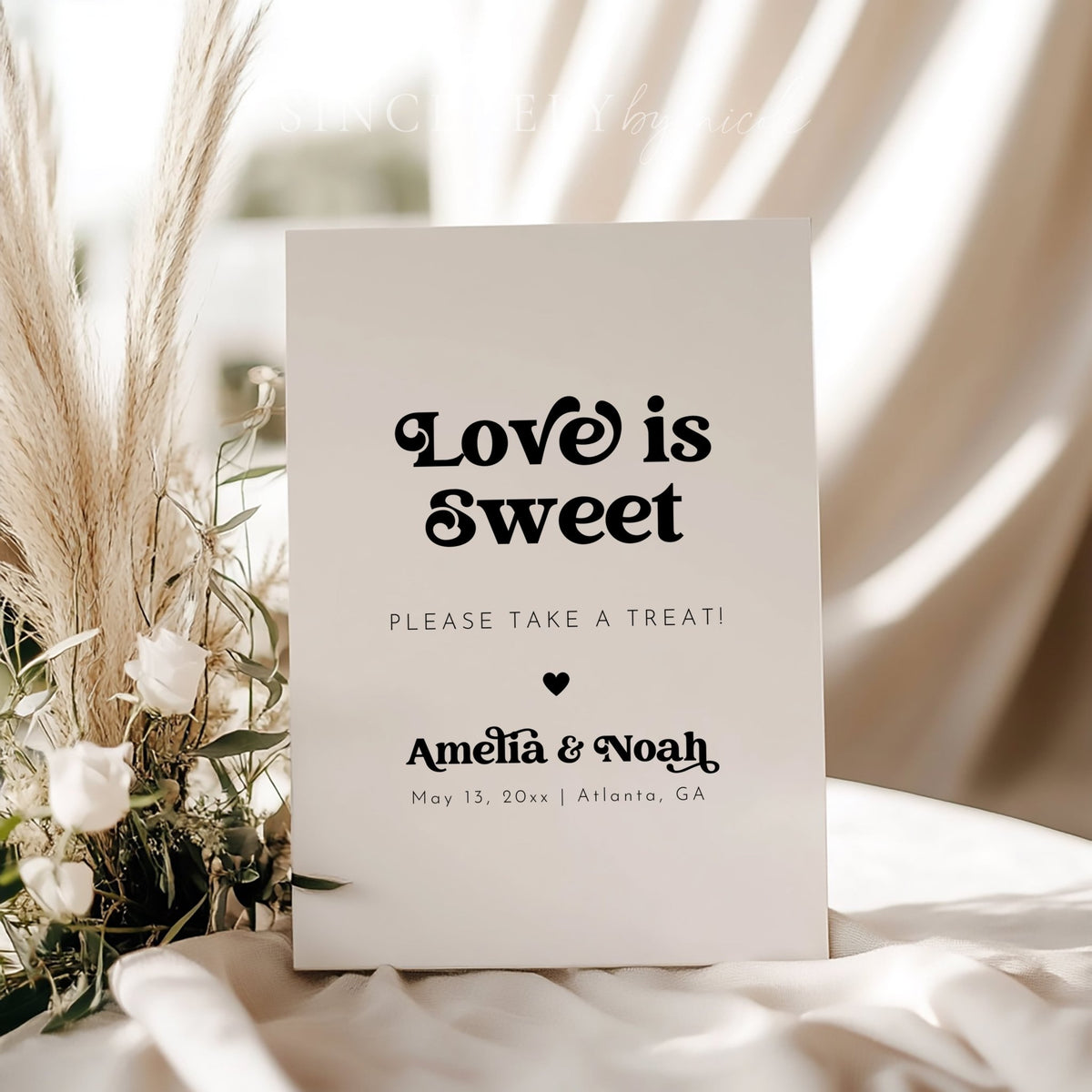 Retro Wedding Love Is Sweet Please Take A Treat Wedding Sign - SincerelyByNicole