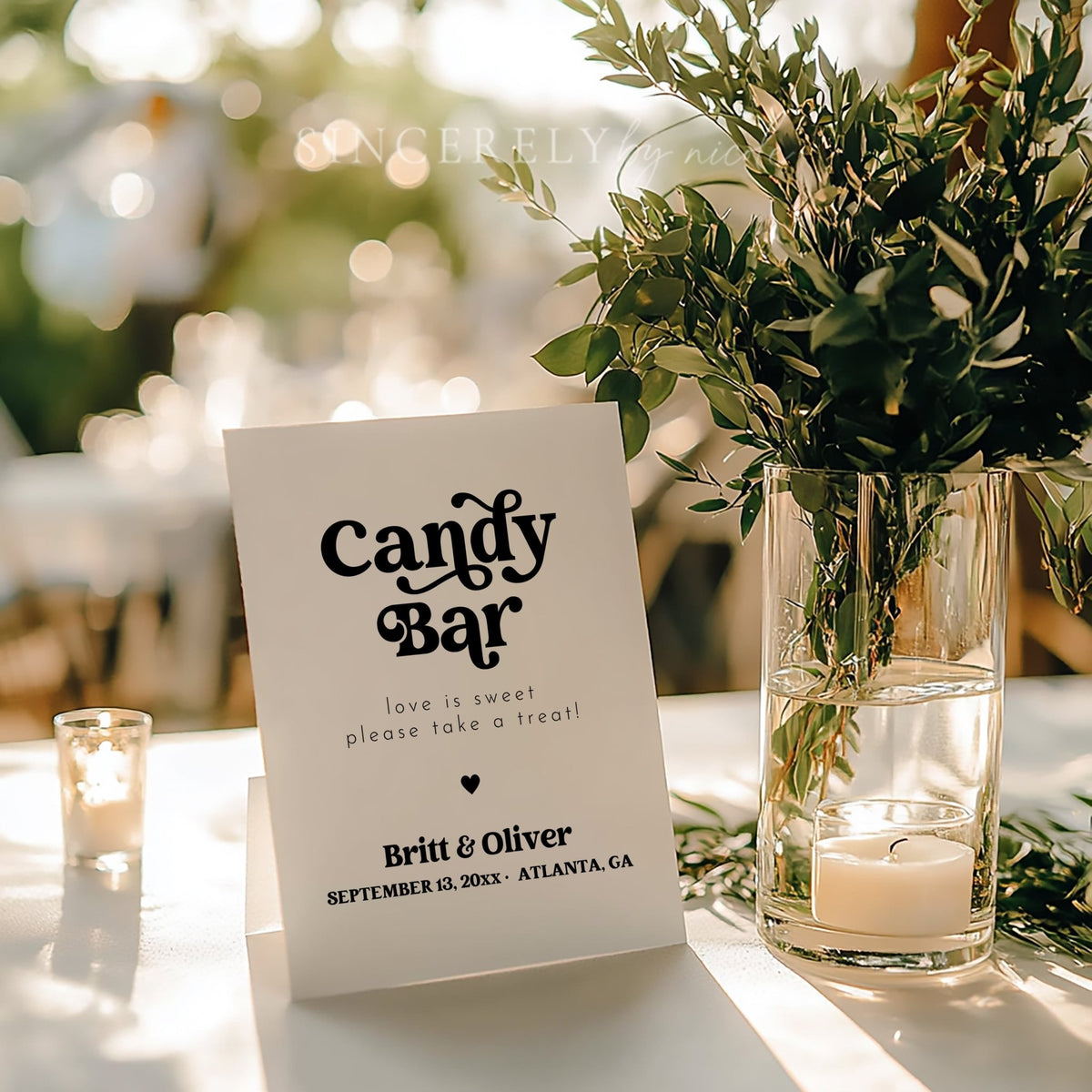 Retro Wedding Love Is Sweet Please Take A Treat Wedding Sign - SincerelyByNicole