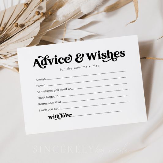 Retro Wedding Newlywed Advice and Well Wishes Cards - SincerelyByNicole