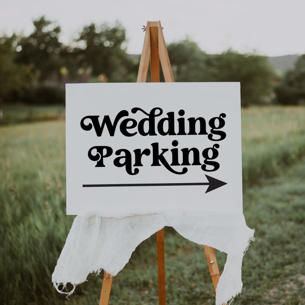 Retro Wedding Parking Directional Sign - SincerelyByNicole