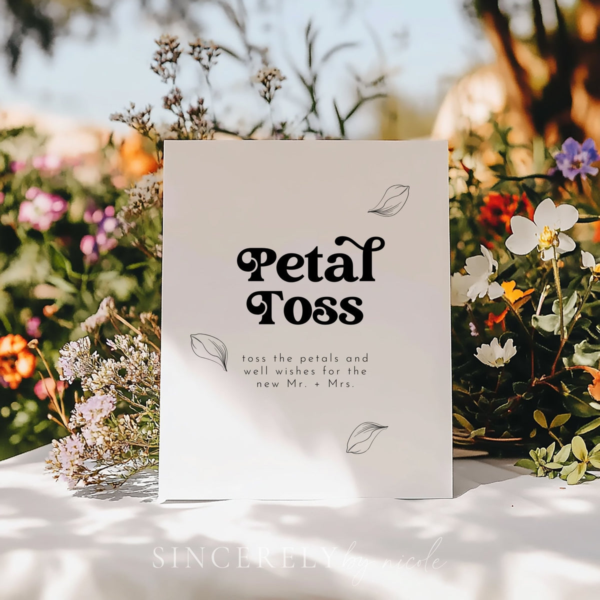 Retro Wedding Petal Toss Send Off Sign - SincerelyByNicole
