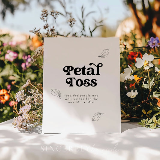 Retro Wedding Petal Toss Send Off Sign - SincerelyByNicole