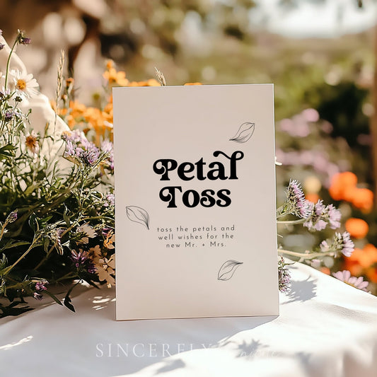 Retro Wedding Petal Toss Send Off Sign - SincerelyByNicole
