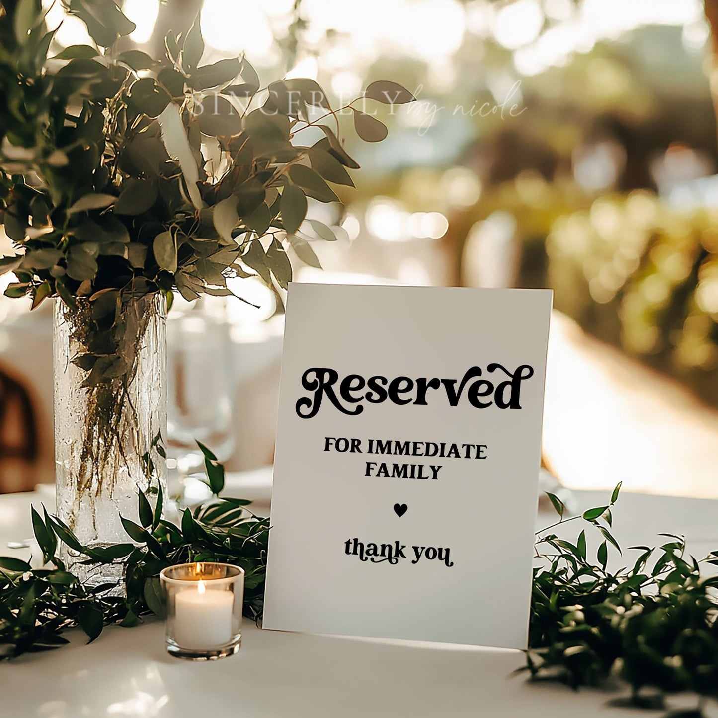 Retro Wedding Reserved For Table Sign - SincerelyByNicole