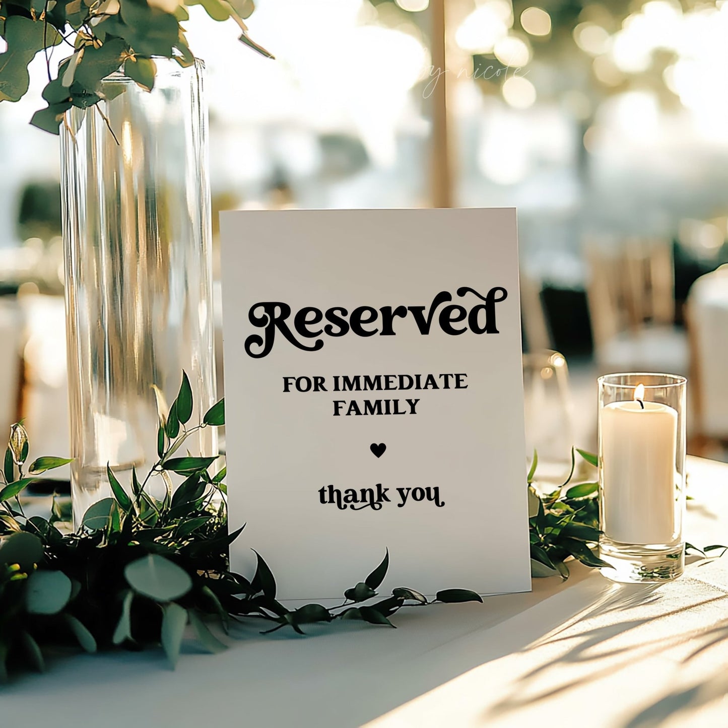 Retro Wedding Reserved For Table Sign - SincerelyByNicole