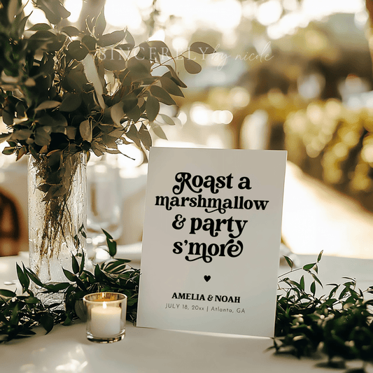 Retro Wedding Roast A Marshmallow Sign Wedding Roast a Marshmallow and Party S'more - SincerelyByNicole