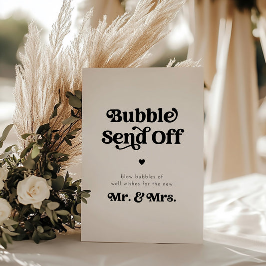 Retro Wedding Sign Bubble Send Off Newlywed Send Off Sign - SincerelyByNicole